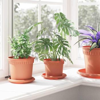 Runder Blumentopf 24 pcs Ziegelrot Ø 12,5 x 10 cm Kunststoff