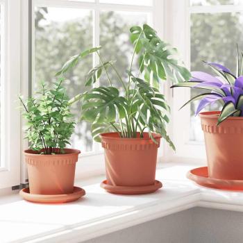 Runder Blumentopf 24 pcs Ziegelrot Ø 15 x 12 cm Kunststoff