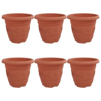 Runder Blumentopf 6 pcs Ziegelrot Ø 26 x 21,5 cm Kunststoff