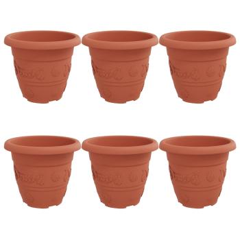 Runder Blumentopf 6 pcs Ziegelrot Ø 26 x 21,5 cm Kunststoff