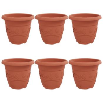Runder Blumentopf 6 pcs Ziegelrot Ø 26 x 21,5 cm Kunststoff