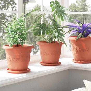 Runder Blumentopf 24 pcs Ziegelrot Ø 26 x 21,5 cm Kunststoff