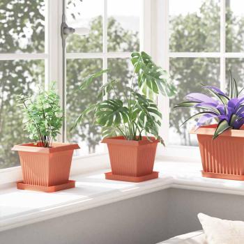 Quadratischer Blumentopf 6 pcs Ziegelrot 43 x 43 x 33,5 cm