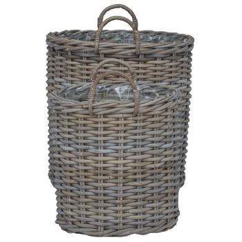 Blumentopf Körbchen mit Speicher 2 pcs Grau Lacak Rattan