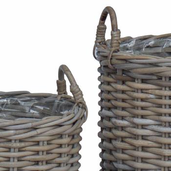 Blumentopf Körbchen mit Speicher 2 pcs Grau Lacak Rattan