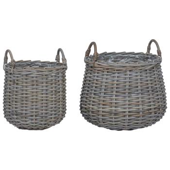 Blumentopf Körbchen mit Speicher 2 pcs Grau Lacak Rattan
