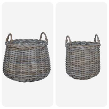 Blumentopf Körbchen mit Speicher 2 pcs Grau Lacak Rattan