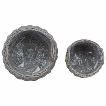 Blumentopf Körbchen mit Speicher 2 pcs Grau Lacak Rattan