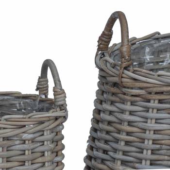 Blumentopf Körbchen mit Speicher 2 pcs Grau Lacak Rattan