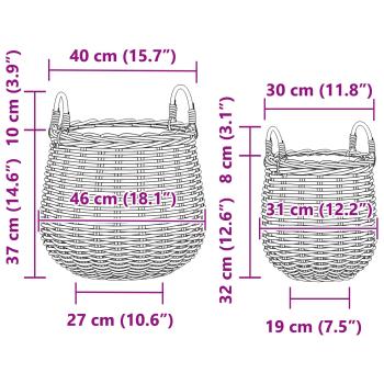 Blumentopf Körbchen mit Speicher 2 pcs Grau Lacak Rattan