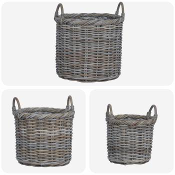 Blumentopfkorb mit Speicher 3 pcs Grau Kubu Rattan