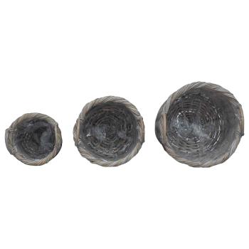 Blumentopfkorb mit Speicher 3 pcs Grau Kubu Rattan