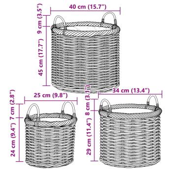 Blumentopfkorb mit Speicher 3 pcs Grau Kubu Rattan