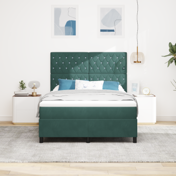 Boxspringbett mit Matratze Dunkelgrün 140 x 190 cm Stoff