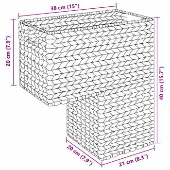 Treppenkorb mit Speicher Natur 38 x 20 x 40 cm Wasserhyazinthe