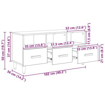 TV-Schränk Schwarz Eichen-Optik 102 x 35,5 x 50 cm