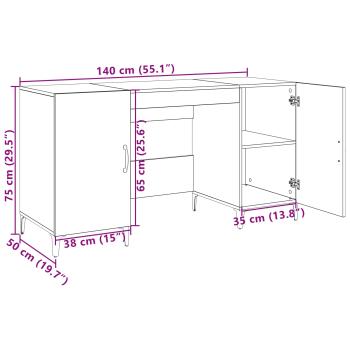 Schreibtisch mit Tür Altholz 140 x 50 x 75 cm Holzwerkstoff