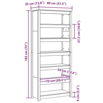 Bücherregal Wachsbraun 80 x 35 x 183 cm Massives Kiefernholz