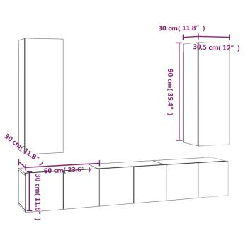 5-tlg. TV-Schrank-Set Grau Sonoma Holzwerkstoff