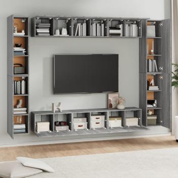 10-tlg. TV-Schrank-Set Grau Sonoma Holzwerkstoff