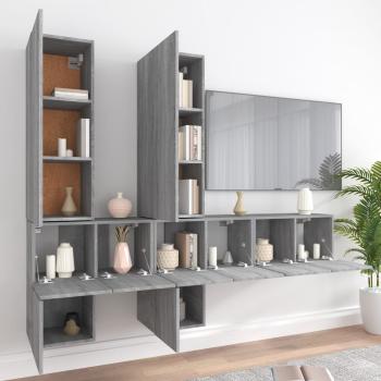 7-tlg. TV-Schrank-Set Grau Sonoma Holzwerkstoff