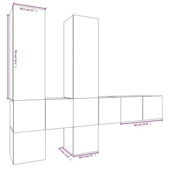 7-tlg. TV-Schrank-Set Grau Sonoma Holzwerkstoff