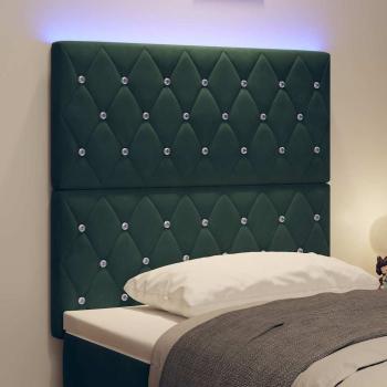 LED Kopfteil mit LED-Lichtleisten Dunkelgrün 100 cm Polyester
