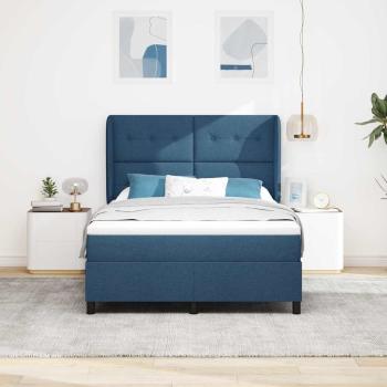 Boxspringbett mit Matratze mit Kopfteil Blau 140 x 190 cm Stoff