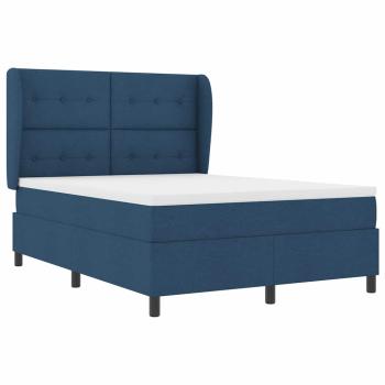 Boxspringbett mit Matratze mit Kopfteil Blau 140 x 190 cm Stoff