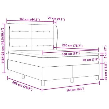Boxspringbett mit Matratze Dunkelgrau 90x190 cm Creme