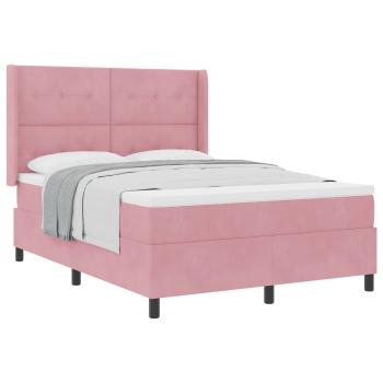 Boxspringbett mit Matratze mit Kopfteil Rosa 140 x 190 cm Samt
