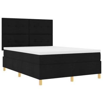 ARDEBO.de - LED Boxspringbett mit Matratze Schwarz 160 x 200 cm Stoff