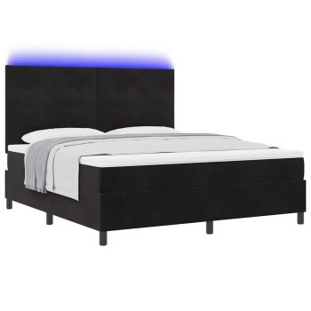 LED Boxspringbett mit Matratze Schwarz 180 x 200 cm Stoff