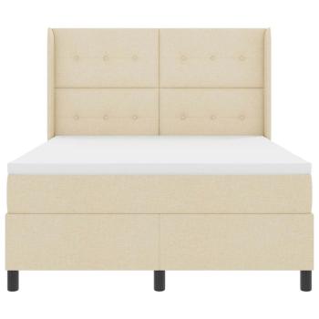 LED Boxspringbett mit Matratze Creme 160 x 200 cm Stoff