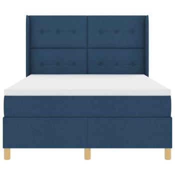 Boxspringbett mit Matratze mit Kopfteil Blau 140 x 190 cm Stoff