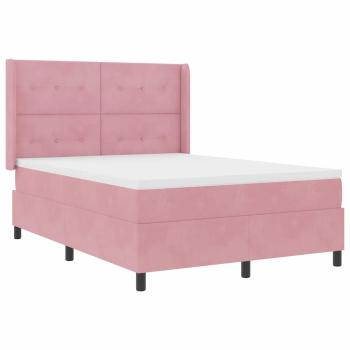 Boxspringbett mit LED-Lichtleisten Rosa 140 x 190 cm Samt