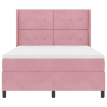 Boxspringbett mit LED-Lichtleisten Rosa 140 x 190 cm Samt