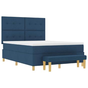 Boxspringbett mit Matratze mit Kopfteil Blau 140 x 190 cm Stoff