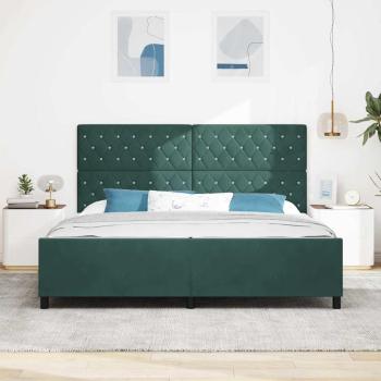 Boxspringbett mit Kopfteil Dunkelgrün 200 x 200 cm Samt