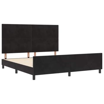Boxspringbett mit Kopfteil Schwarz 180 x 200 cm Samt