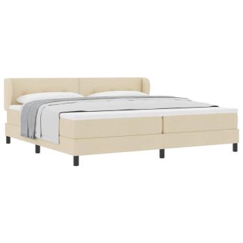 ARDEBO.de - Boxspringbett mit Matratze Creme 200 x 200 cm Stoff
