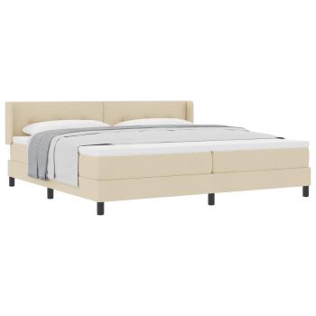 ARDEBO.de - Boxspringbett mit Matratze Creme 200 x 200 cm Polyester