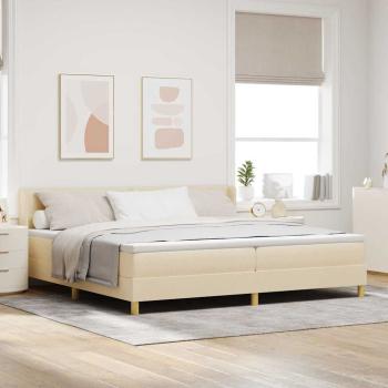 ARDEBO.de - Boxspringbett mit Kopfteil Creme 200 x 200 cm Stoff