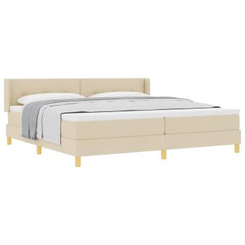 Boxspringbett mit Kopfteil Creme 200 x 200 cm Stoff