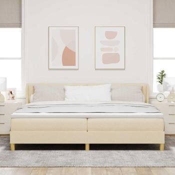 Boxspringbett mit Kopfteil Creme 200 x 200 cm Stoff