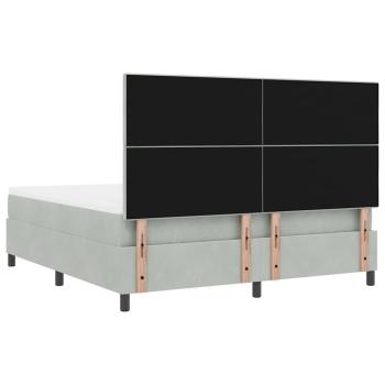 LED Boxspringbett mit Kopfteil Hellgrau 180 x 200 cm Samt