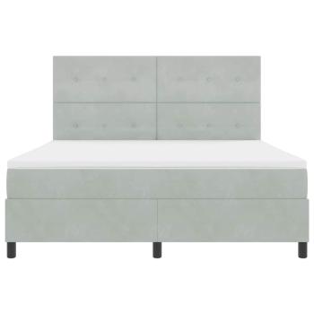 LED Boxspringbett mit Kopfteil Hellgrau 180 x 200 cm Samt