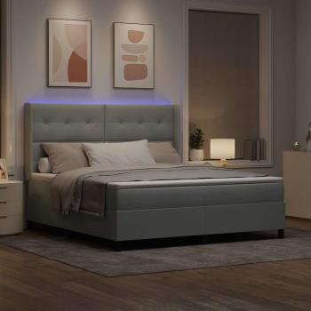 ARDEBO.de - Boxspringbett mit Matratze mit LED Hellgrau 180 x 200 cm Samt