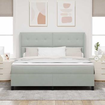 Boxspringbett mit Matratze mit LED Hellgrau 180 x 200 cm Samt