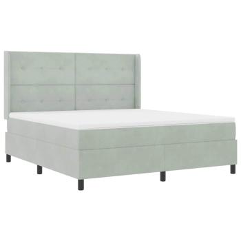 Boxspringbett mit Matratze mit LED Hellgrau 180 x 200 cm Samt